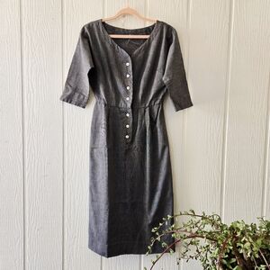 Vintage 50's Handmade Original Winfield New York Knee Length Pin Up Gray Small